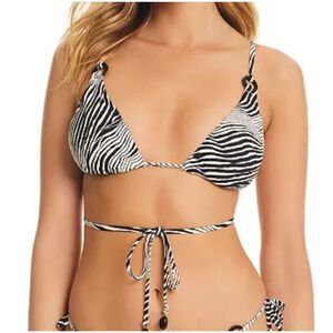 Red Carter Womens Striped Triangle Bikini Strappy Swim Top Black White Size S